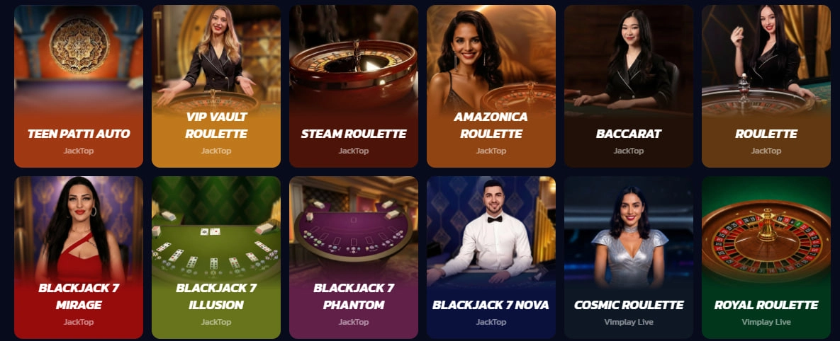 rapter casino popular live games